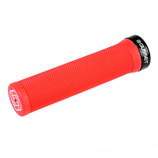 Gusset Single File Lock-On Grips in Red
